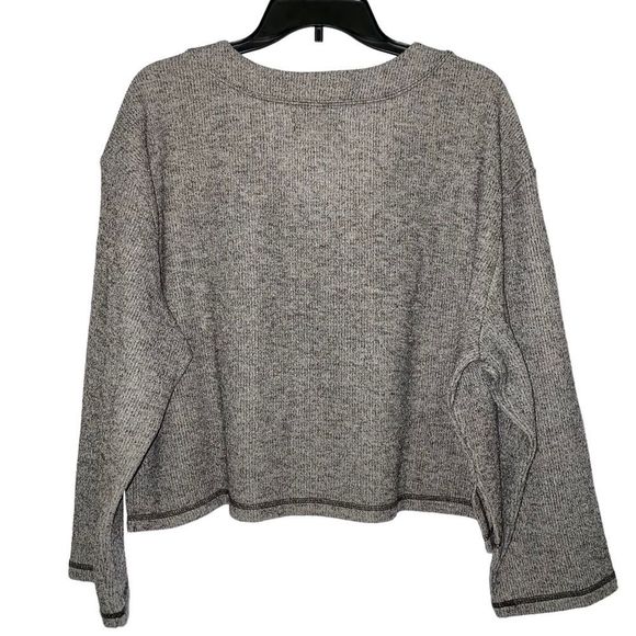 Urban Outfitters Small Womens Large Gray Ribbed Plunge VNeck Cropped Pullover - Picture 3 of 6